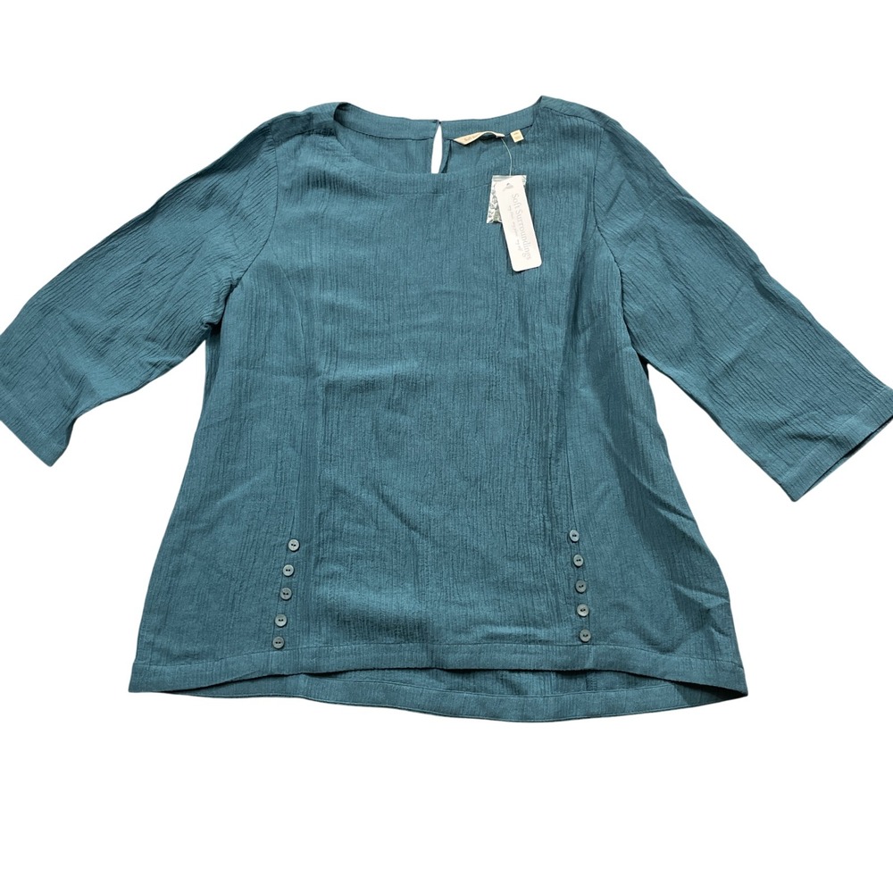 Soft Surroundings  NEW w/ Tags PXL Blue Gauze Tunic Ramie Rayon Tunic
